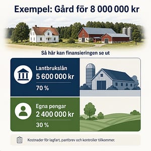 Exempel på lån och egen insats vid köp av lantbruksfastighet